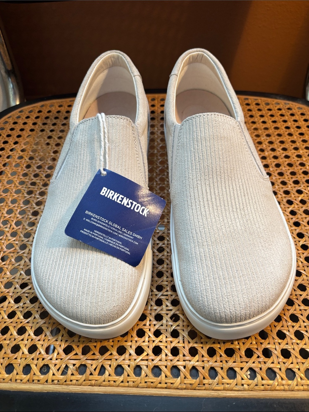 Birkenstock Oswego Women's Slip-On Suede Sneakers in Cream
